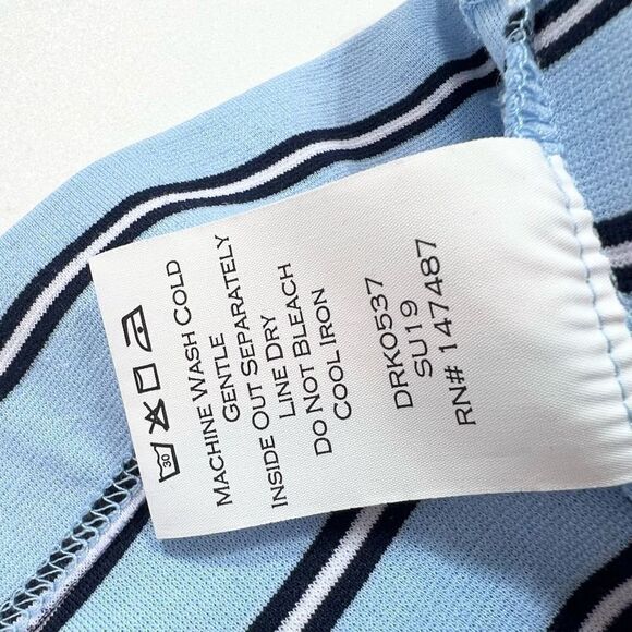 Draper James Ponte A-line Dress Womens Small Blue Stripe V-Neck Short Sleeve - Picture 7 of 11